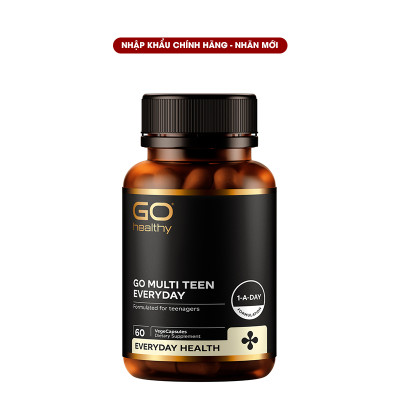 Viên uống dành cho tuổi teen nhập khẩu chính hãng New Zealand GO MULTI TEEN EVERYDAY (60 viên)  bổ sung 32 vitamin, khoáng chất và một số dưỡng chất hỗ trợ duy trì và tăng cường sức khỏe cho trẻ ở tuổi tăng trưởng, tuổi dậy thì