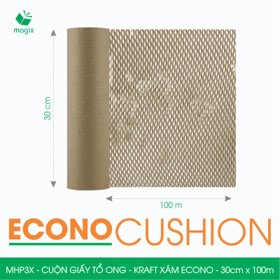 MHP3X - 30cm x 100m - Cuộn giấy tổ ong chống sốc - Kraft xám Siêu Tiết Kiệm ECONO