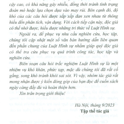 Trắc Nghiệm Luật Hình Sự Việt Nam - Phần Chung (Sách tham khảo; Tái bản có sửa chữa, bổ sung)