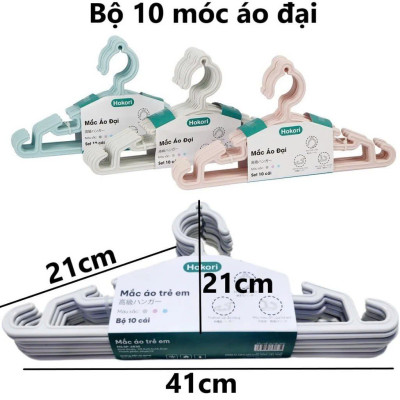 Combo Set 10 Móc Treo Quần Áo Đại HokoriL 2833, Mắc quần áo người lớn nhựa Việt Nhật cao cấp