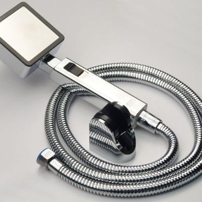 Bộ tay dây sen siêu tăng áp vuông Eurolife EL-113SH (Trắng bạc)