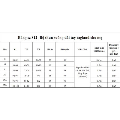 Rập giấy A0 bộ thun dài mã 812 cho mẹ
