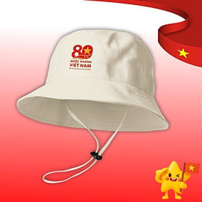 Mũ Bucket Cờ Đỏ Sao Vàng A80 - 56 cm - Màu Trắng