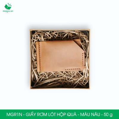 MGR1N - 100g Giấy rơm lót hộp quà màu nâu - Giấy sợi rơm trang trí - Giấy vụn chống sốc