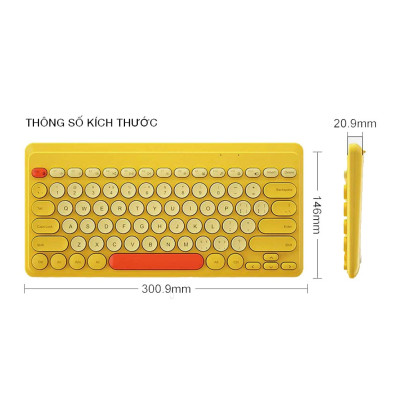 Bàn phím không dây HXSJ K610 VIP Bluetooth giảm ồn, gọn nhẹ dễ mang đi, phù hợp PC/ Laptop/ Điện thoại/Máy tính bảng- Hàng chính hãng