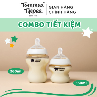 COMBO 2 Bình Sữa PPSU Ty Siêu Mềm Tự Nhiên Tommee Tippee Natural Start 150ml & 260ml