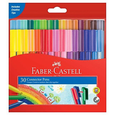 Faber-Castell-11-300-A-Bút Lông Màu Connector - 30 Màu + Đĩa Dvd Hướng Dẫn Tô Màu
