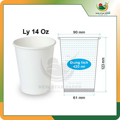 Ly giấy 14oz~420ml - Lốc 50 ly giấy trơn 