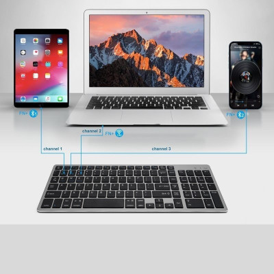 Bàn phím không dây K635 - pin sạc TypeC - đa kết nối bluetooth 5.0 + 3.0 + Usb wireless 2.4g hàng nhập khẩu