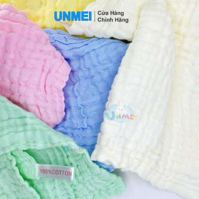 Bịch 5 Cái Khăn Sữa 6 Lớp UNMEI 30x30cm, Khăn Mềm Min 100% Cotton Nhiều Màu