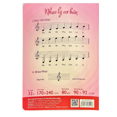 Tập Chép Nhạc - Hồng - 32 Trang - Vanlangboks