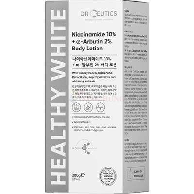 Sữa dưỡng thể DrCeutics Niacinamide 10% + Alpha Arbutin 2% Body Lotion giúp cải thiện độ đàn hồi săn chắc của da (200g) - Hàng chính hãng