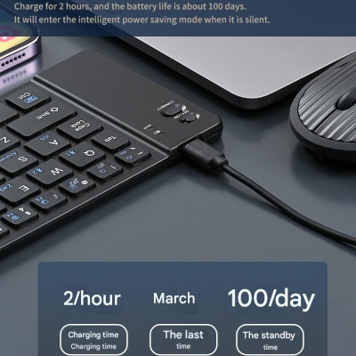 Bàn phím mini Gấp gọn không dây Z200 kết nối bluetooth 5.2 + 3.0 + Usb wireless 2.4g hàng nhập khẩu