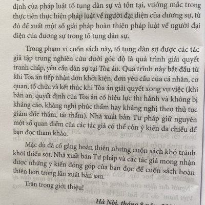 Người Đại Diện Của Dương Sự Trong Pháp Luật Tố Tụng Dân Sự Việt Nam