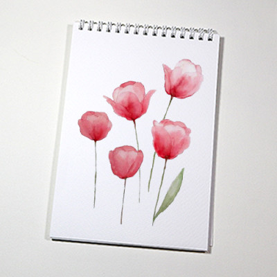 Sổ vẽ màu nước chuyên dụng A5 có vân, dòng cao cấp lên màu đẹp loang màu tự nhiên vẽ được cả chì, 15 tờ/cuốn chất giấy dày 300gsm nhập từ Ý không bị cong TIG373 Green Art - Hàng chính hãng