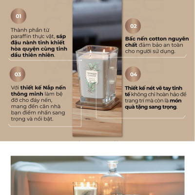 Nến ly vuông Elevation Yankee Candle size S - Rose Hibiscus (96g)