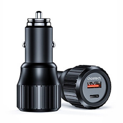 Tẩu sạc CHOETECH TC0010 nhanh ô tô PD 63W  có 2 cổng ( 1 Type C+ 1 USB)- hàng chính hãng