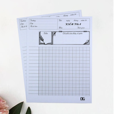 Giấy kiểm tra 4 ô ly giấy dày đẹp, viết êm kẻ ô rõ ràng dùng tiện lợi cho học sinh 12 tờ đôi GKTL1-05 Green Art - Hàng chính hãng