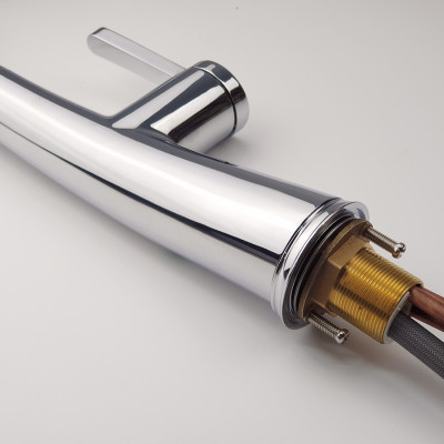 Vòi rửa chén nóng lạnh, dây kéo 2 chế độ Eurolife EL-KM07 (Trắng bạc)