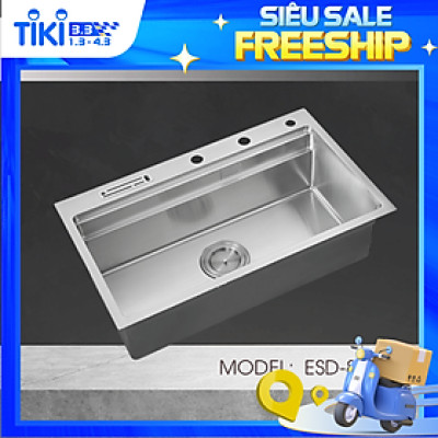 Chậu Rửa Chén Ecalite ESD-8250HS - 1 Ngăn Cực Rộng - Inox 304 Siêu Bền - Có Giắt Cắm Dao - Hàng Chính Hãng