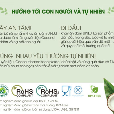 Khay ăn dặm đế dính - Khay thiên thần Uinlui an toàn làm từ dừa