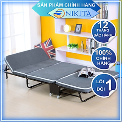 Giường Gấp Gọn 3 Khúc Cao Cấp NIKITA GB365 - Đệm Bọt Biển - Khung Sắt Sơn Tĩnh Điện - Chính Hãng NIKITA