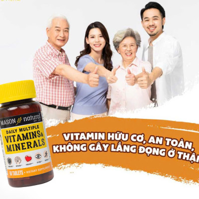 Viên uống Bổ sung vitamin tổng hợp cho cơ thể Mason Natural Daily Multiple Vitamins With Minerals –  lọ 60 viên