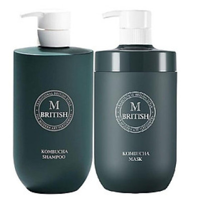 Combo dầu gội đầu và mặt nạ tóc cao cấp BRITISH M Kombucha 750ml