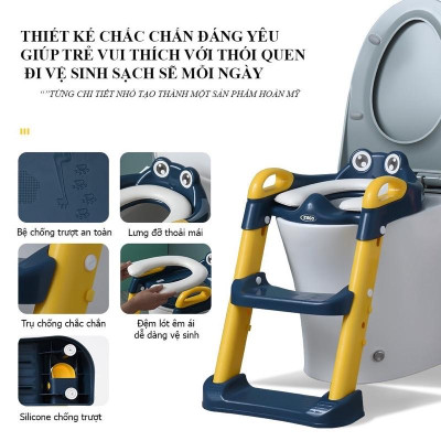 Bệ Thu Nhỏ Bồn Cầu, Thang Bô Vệ Sinh Cho Bé Có Đệm Lót Cao Cấp