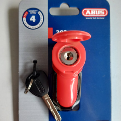 Khóa Đĩa xe máy Abus 303 màu đỏ đen - hình thật