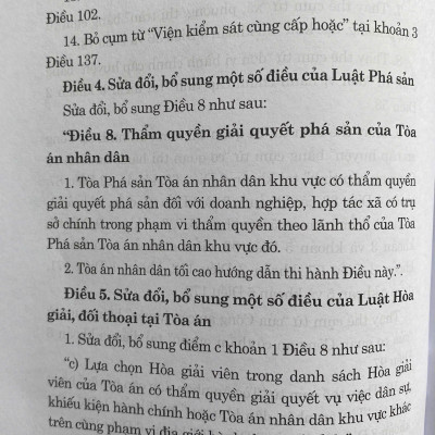 Luật sửa đổi, bổ sung một số điều của Bộ Luật Tố tụng dân sự, Luật tố tụng hành chính, Luật tư pháp người chưa thành niên, Luật Phá sản và Luật Hoà giải, đối thoại tại toà án