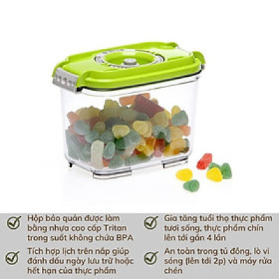 Hộp Bảo Quản Thực Phẩm Hút Chân Không Status Hình Chữ Nhật 0,8L Hàng chính hãng
