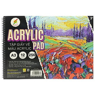 Tập Vẽ Acrylic A3 250gsm Acrylic Pad - Colormate ARTISH-A3 (12 Tờ)