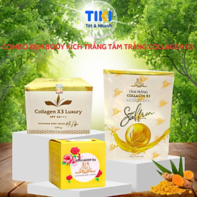 Combo Kem Body + Kem Kích Trắng + Tắm Trắng Collagen X3 Kem Dưỡng Ẩm Dưỡng Trắng Da Toàn Thân Đông Anh Chính Hãng