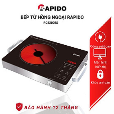 Bếp hồng ngoại đơn Rapido 2200W điều khiển cảm ứng, nấu nhanh tiết kiệm điện, dùng được mọi loại nồi chảo - Hàng chính hãng