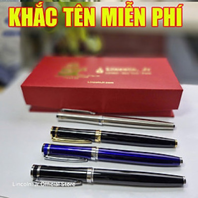 Bút ký Lincoln. Jr 003, kiểu rút nắp, mực xanh đều ở mọi góc nghiêng