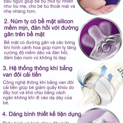 Bộ 2 Bình sữa mô phỏng tự nhiên hiệu Philips Avent (260ml) cho trẻ từ 1 tháng tuổi 693.23