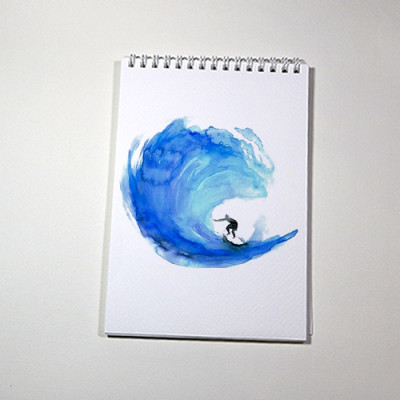 Sổ vẽ màu nước chuyên dụng A5 có vân, dòng cao cấp lên màu đẹp loang màu tự nhiên vẽ được cả chì, 15 tờ/cuốn chất giấy dày 300gsm nhập từ Ý không bị cong TIG373 Green Art - Hàng chính hãng