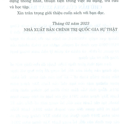 Luật Xây Dựng (Hiện Hành) (Sửa đổi, bổ sung năm 2018, 2019, 2020) - Tái bản 2023