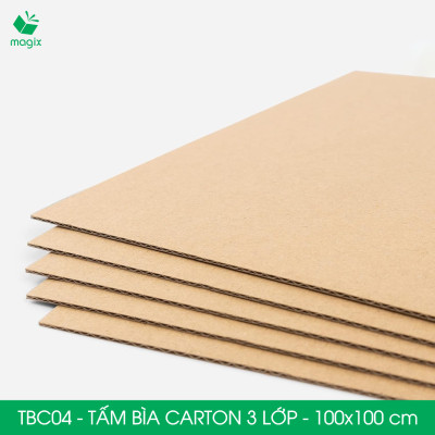 TBC04 - 100x100 cm - 5 tấm bìa carton 3 lớp nguyên tấm cứng cáp, bìa gói hàng, bìa mô hình