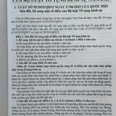 Sách Bộ Luật Tố Tụng Hình Sự năm 2015 sửa đổi, bổ sung năm 2021, 2025 và Các Văn Bản Hướng Dẫn Thi Hành (V2594D)