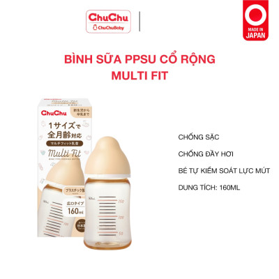 Bình sữa cổ rộng PPSU Multi Fit PPSU Chuchu Baby chính hãng