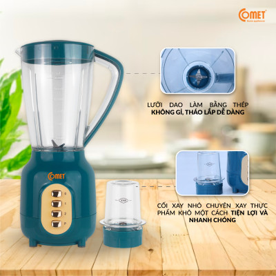 Máy Xay Sinh Tố Comet CM9952 – 450W, Cối Nhựa Kháng Vỡ 1.5L, Lưỡi Dao Inox Sắc Bén - Hàng chính hãng