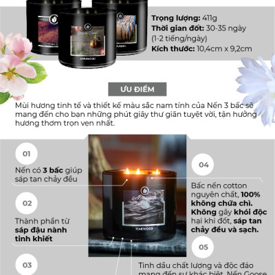 Nến ly 3 bấc sáp đậu nành For Men Goose Creek (411g) - Fresh Shave