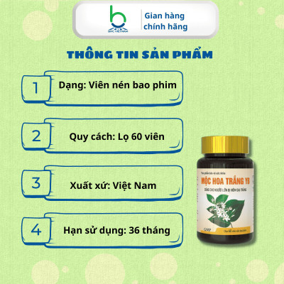 Viên Uống MỘC HOA TRẮNG YB Hỗ Trợ Rối Loạn Tiêu Hóa, Viêm Đại Tràng - Lọ 60 viên