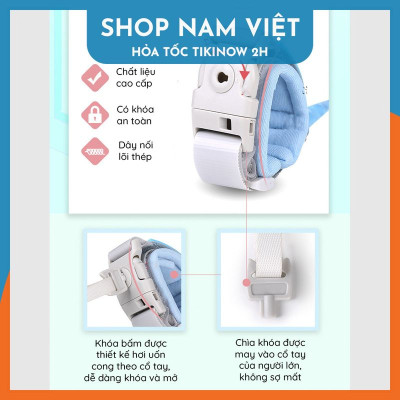 Dây Dắt Chống Lạc Bảo Vệ Bé Có Còi, Lõi Thép, Có Khóa, Dây Phản Quang NAVIVU