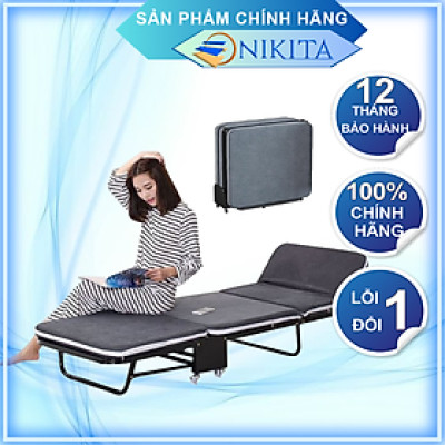 [HOT] Giường gấp đa năng gấp gọn NIKITA, khung thép sơn tĩnh điện, xếp gọn thành ghế sofa,  có bánh xe