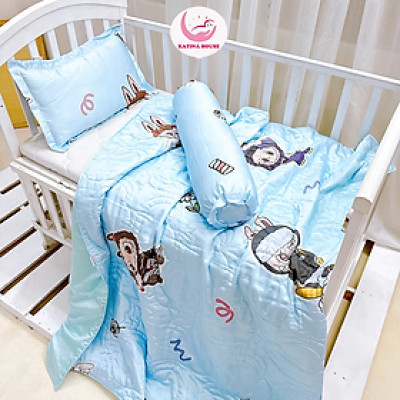 Combo gối mền 3 món cho bé đi học Katina House, vải Tencel 60s mát lạnh, bóng mượt