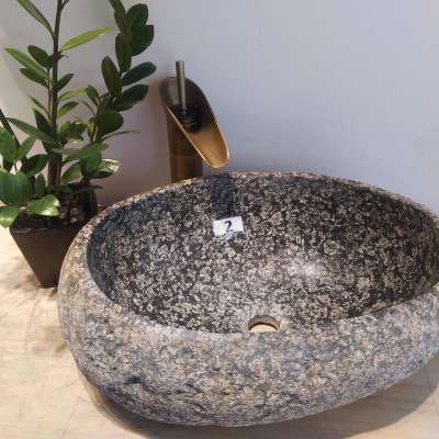 Combo Chậu đá tự nhiên, chậu rửa mặt đá, lavabo đá tự nhiên tây bắc, bền bỉ 1000 năm, đẹp, rất Việt Nam ( Chậu + Vòi + bộ xả)