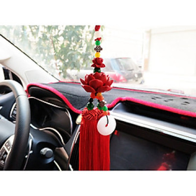 Combo Khánh trang trí xe ô tô, xe hơi, xe tải, Chất liệu đá núi lửa, Mẫu Hoa sen đất Phật, Kèm hộp đựng cung hỷ lót Nhung, gấm